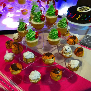 Mini Torre o Base para Cupcakes y Postres Circular de Acrilico Catering 4 Niveles IA