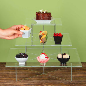 Mini Torre o Base para Cupcakes y Postres Cuadrangular de Acrilico Candy Bar Catering 3 Niveles IA