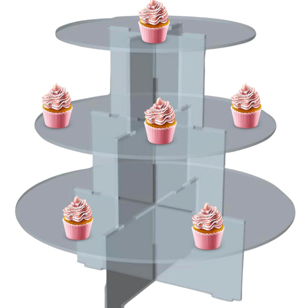 Mini Torre o Base para Cupcakes y Postres de Acrílico Candy Bar Catering 3 Niveles IA