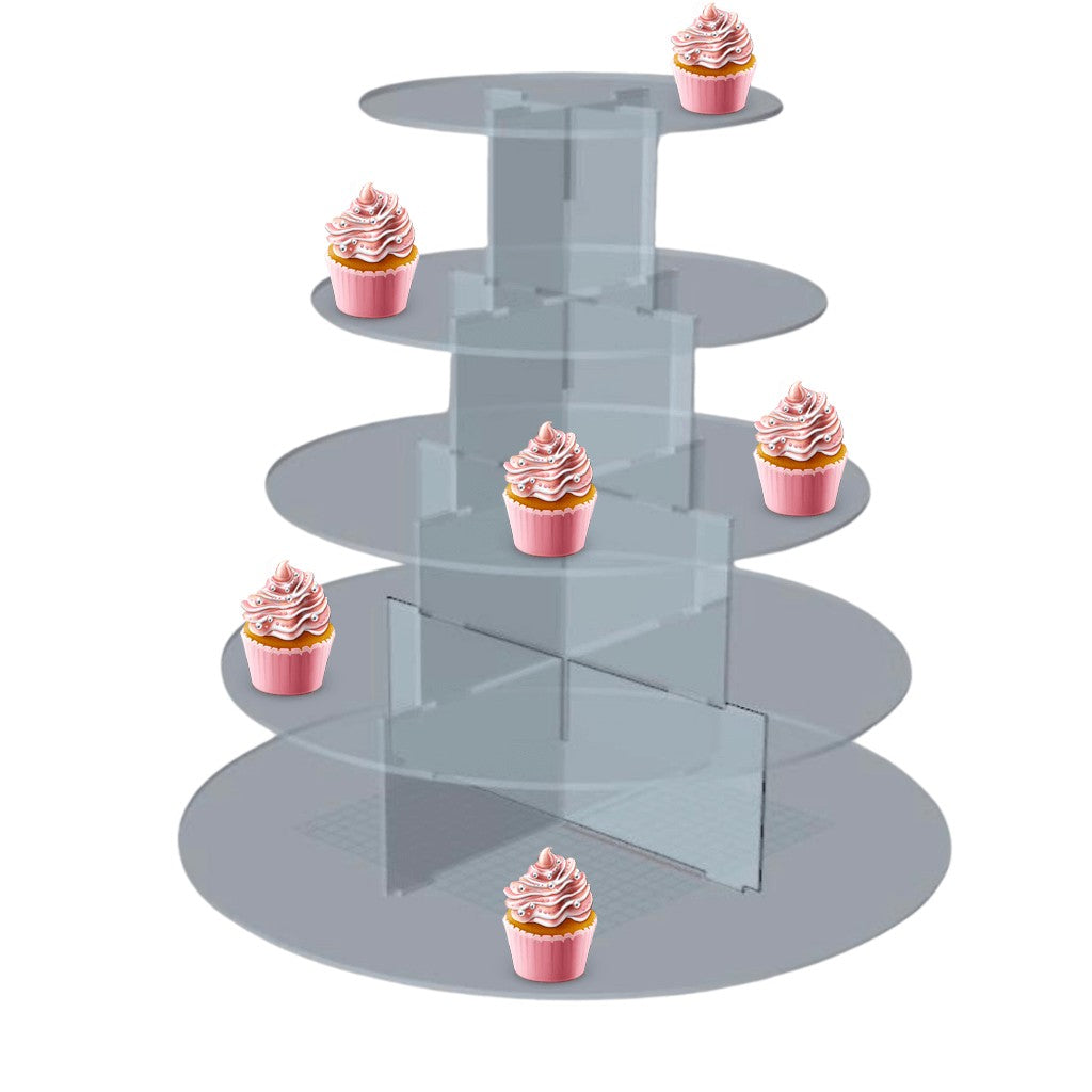 Mini Torre o Base para Cupcakes y Postres de Acrílico Candy Bar Catering 5 Niveles 1 pza IA