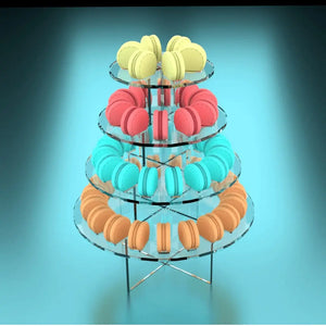 Mini Torre o Base para Macarrones Postre Verticales de Acrilico Catering 4 Niveles IA