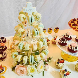 Mini Torre o Base para Macarrones Postre Verticales de Acrilico Catering 4 Niveles IA