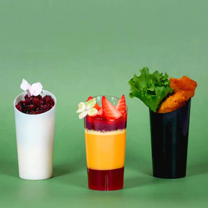 Mini Vaso Para Postres Trunco Re-utilizable Plastico Catering - 3 Oz / 89 ml ( 20 Pzas / 100 Pzas ) IA