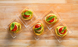Platito Canapes o Postres Cuadrado Re-utilizable Plastico Catering -  ( 20 Pzas / 100 Pzas ) IA
