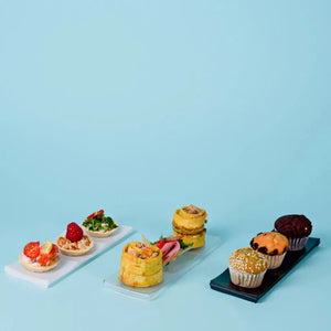 Platito Canapes para Postres Triple Re-utilizable Plastico Catering -  ( 20 Pzas / 100 Pzas ) IA