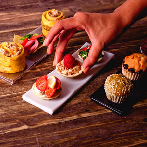 Platito Canapes para Postres Triple Re-utilizable Plastico Catering -  ( 20 Pzas / 100 Pzas ) IA