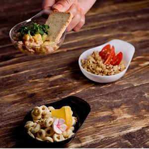 Platito Oreja para Canapes o Postres Re-utilizable Plastico Catering -  ( 20 Pzas / 100 Pzas ) IA