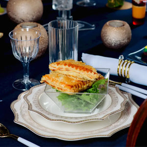 Plato Ensaladera Piramide para Postres Comida o Botana Re-utilizable Plastico Catering - 14 Oz / 414 ml ( 20 Pzas / 100 Pzas ) IA