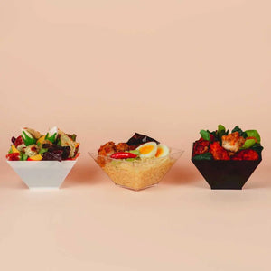 Plato Ensaladera Piramide para Postres Comida o Botana Re-utilizable Plastico Catering - 14 Oz / 414 ml ( 20 Pzas / 100 Pzas ) IA