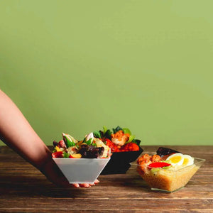 Plato Ensaladera Piramide para Postres Comida o Botana Re-utilizable Plastico Catering - 14 Oz / 414 ml ( 20 Pzas / 100 Pzas ) IA