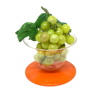 Plato Tazon Frutero para Comida Postres o Botana con Base Tapa Naranja Re-utilizable Plastico Catering - 12.5 Oz / 370 ml ( 40 Pzas / 80 Pzas ) IA