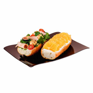 Plato Trinche para Comida o Postres Rectangular Re-utilizable Plastico Catering  - ( 10 Pzas / 50 Pzas ) IA