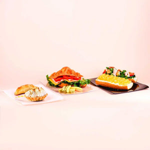 Plato Trinche para Comida o Postres Rectangular Re-utilizable Plastico Catering  - ( 10 Pzas / 50 Pzas ) IA