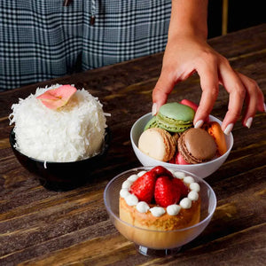 Plato para Postres Comida o Botana Cuenco Grande Re-utilizable Plastico Catering  - 8 Oz / 237 ml ( 10 Pzas / 50 Pzas ) IA
