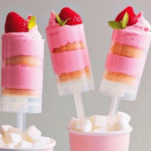 Push Up Pop con Tapa para Postres Re-utilizable Plastico Catering - 3 Oz / 89 ml ( 20 Pzas / 100 Pzas ) IA