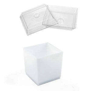 Tapa Flexible para Vasito para Postres Cubo Plastico Catering 100 pzas (Los vasitos se venden por separado) IA