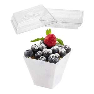 Tapa Flexible para Vasito para Postres Piramide Plastico Catering 100 pzas (Los vasitos se venden por separado) IA