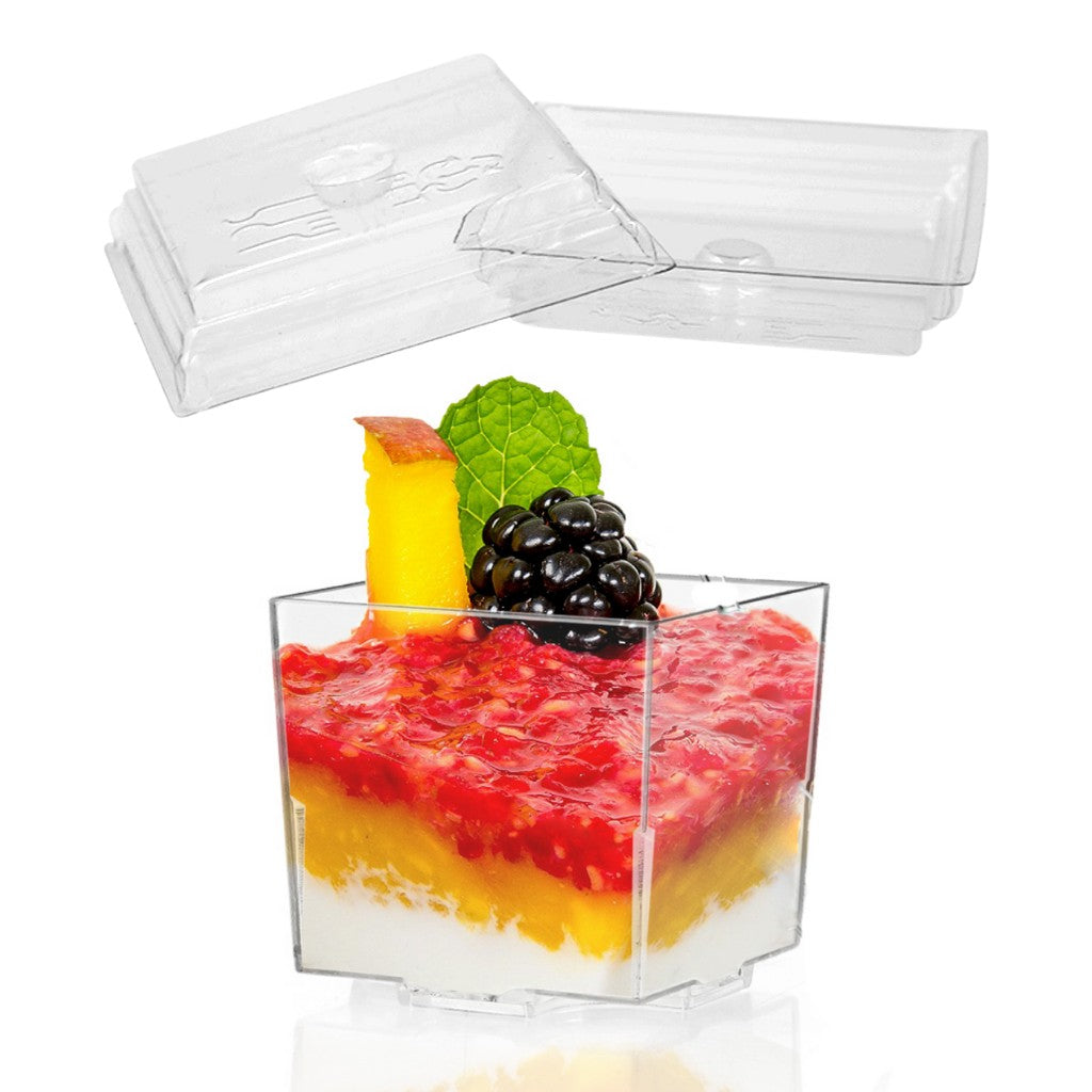 Tapa para Vasito para Postres Cubo Candy Bar Catering 100 pzas (Los vasitos se venden por separado) IA