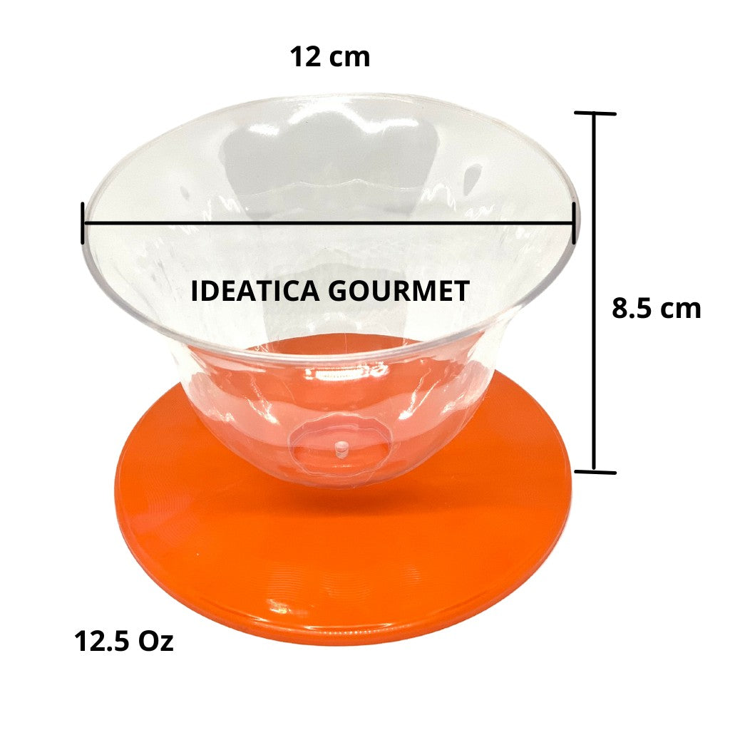 Tazon Frutero con Base-Tapa Naranja Re-utilizable Candy Bar Catering 12.5 Oz 80 pzas IA