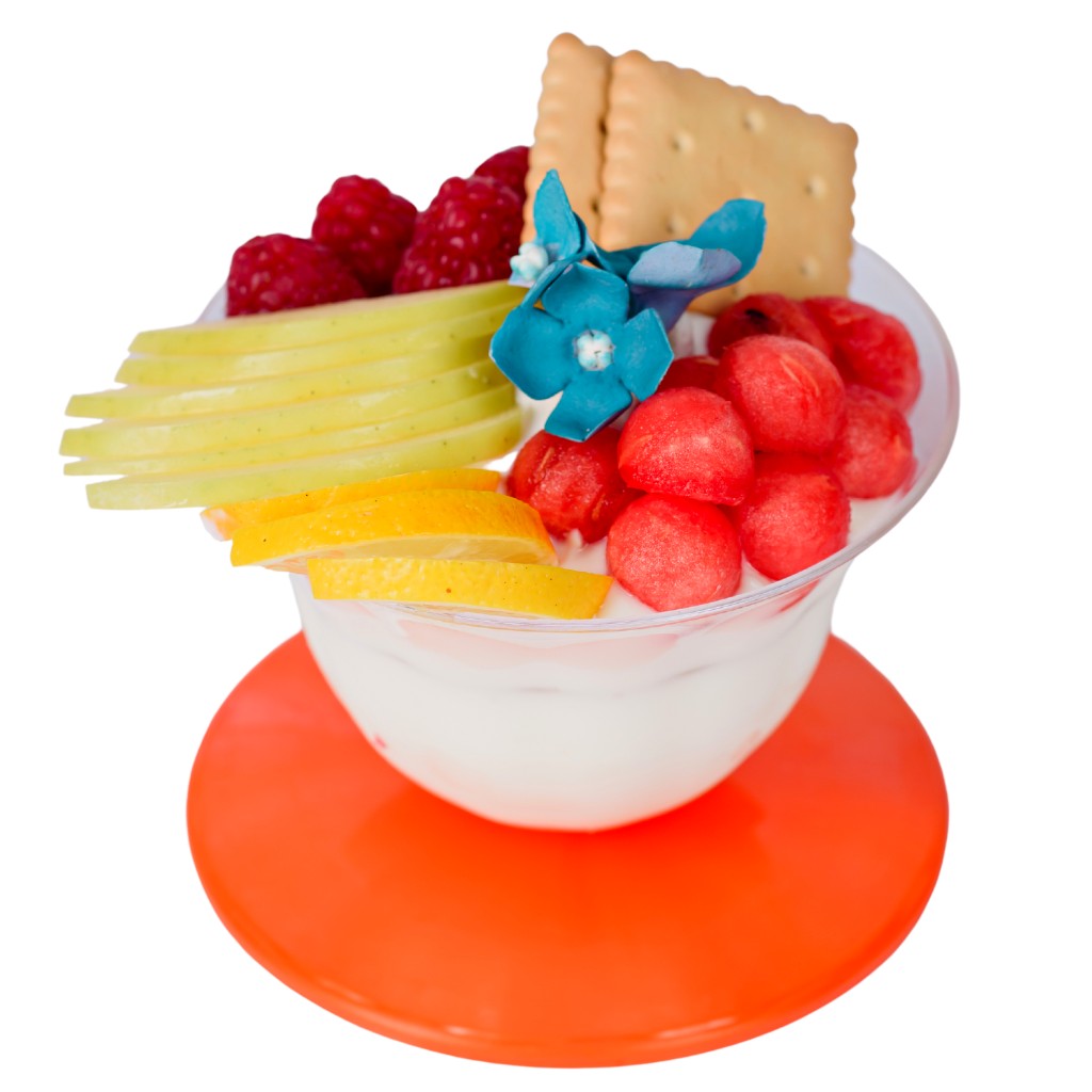 Tazon Frutero con Base-Tapa Naranja Re-utilizable Candy Bar Catering 12.5 Oz 80 pzas IA