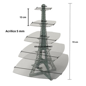 Torre o Base Grande Eiffel para cupcakes o postres de Acrilico Candy Bar Catering 5 Niveles IA