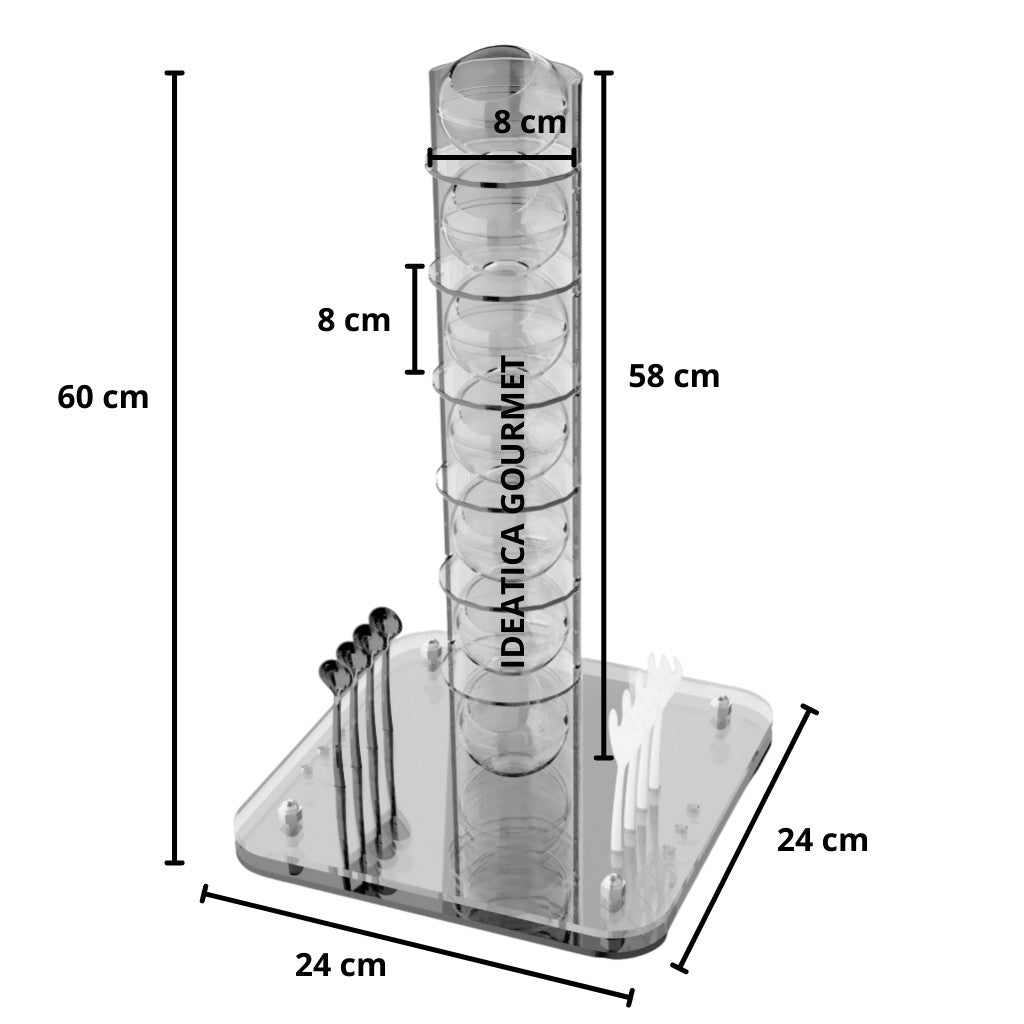 Torre para Esferas Gourmet Postre de Acrilico Candy Bar Catering 7 Espacios IA