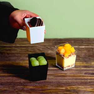 Vasito Cubo para Postres Trunco Re-utilizable Plastico Catering - 3.5 Oz / 104 ml ( 20 Pzas / 100 Pzas ) IA