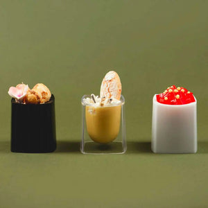 Vasito para Postres Doble Re-utilizable Plastico Catering- 1.5 Oz / 44 ml ( 20 Pzas / 100 Pzas ) IA