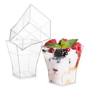 Vasito para Postres Piramide Re-utilizable Plastico Catering - 6 Oz / 177  ml 90 Pzas PT