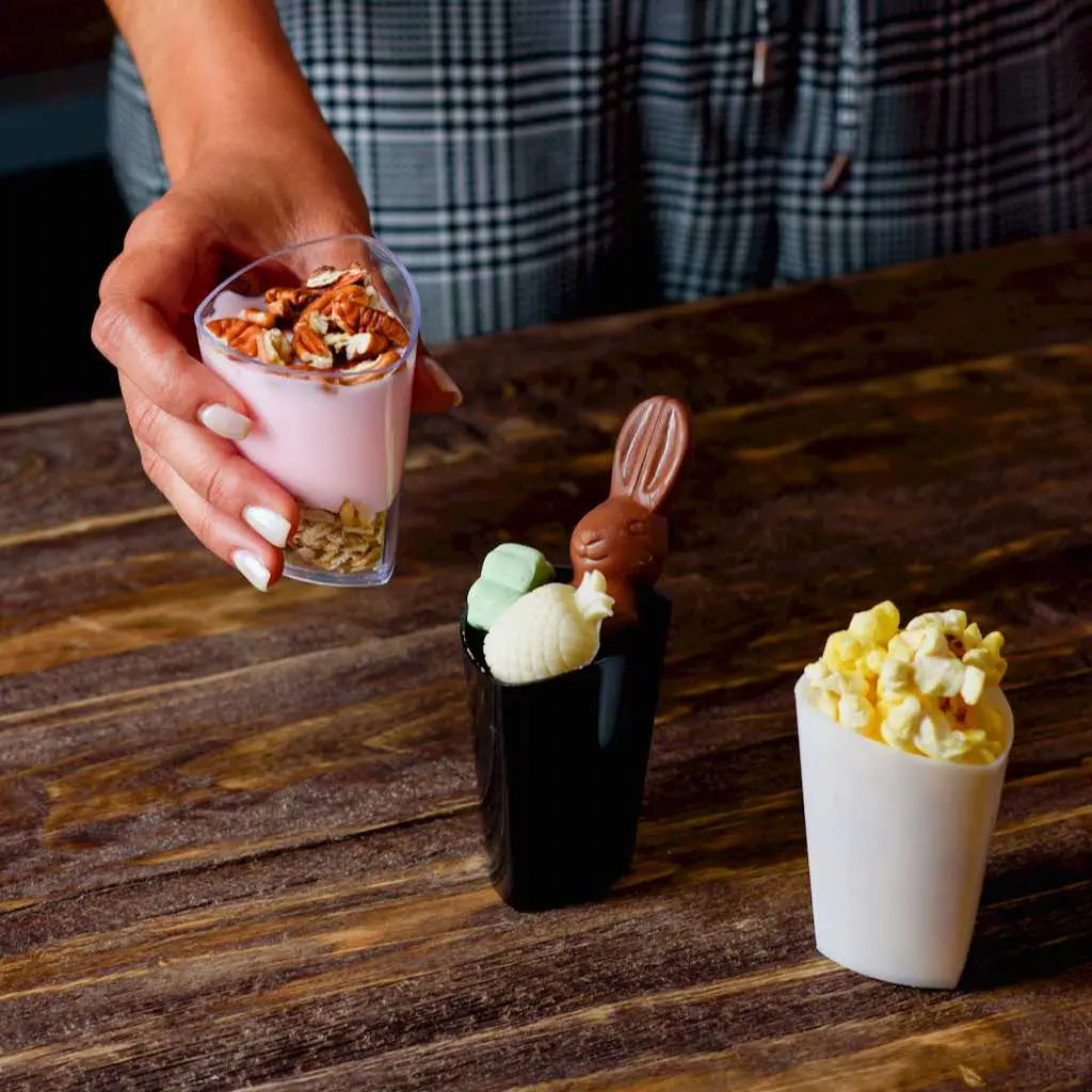 Vasito para Postres Triangulo Re-utilizable Plastico Catering - 3 Oz / 89 ml ( 20 Pzas / 100 Pzas ) IA